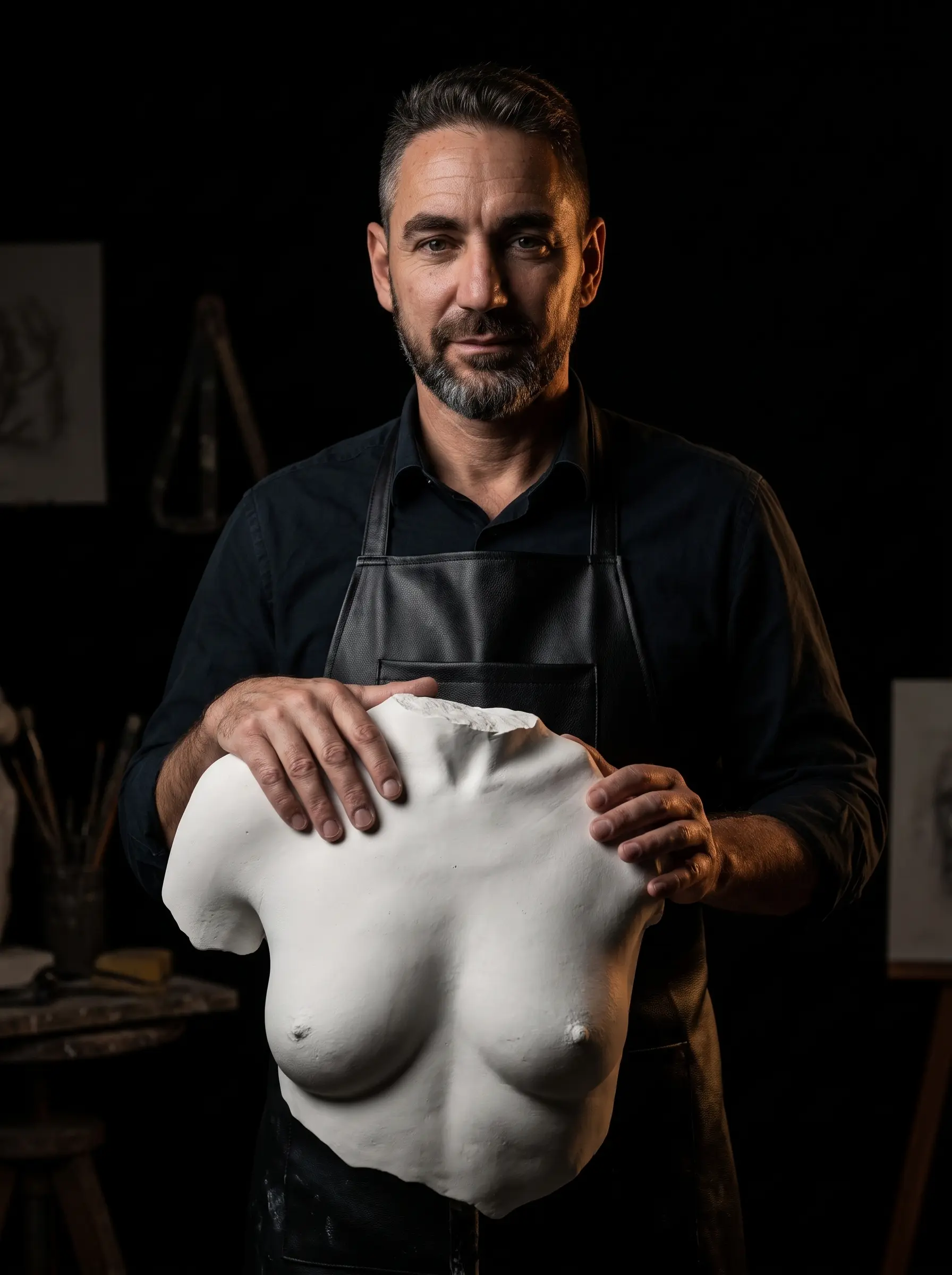 David Mallebrera trabajando en su estudio de lifecasting y escultura corporal en Elda (Alicante)