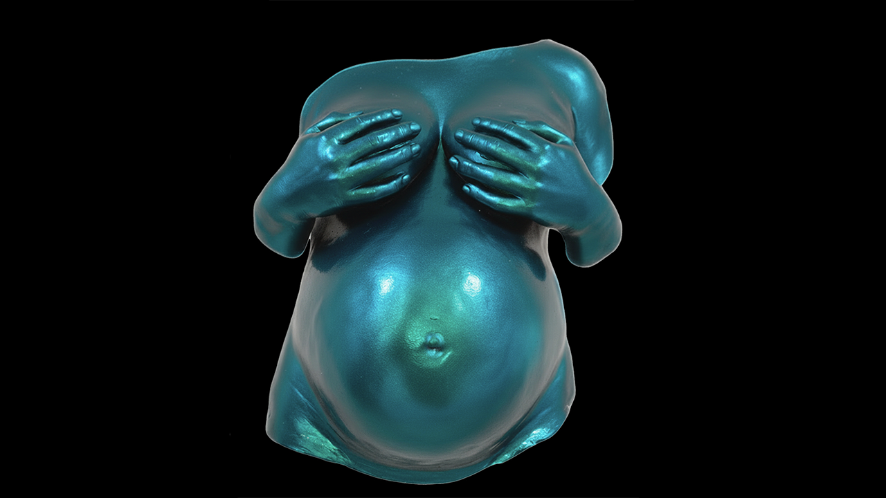 Belly Cast Emotions — Escultura del embarazo enmarcada como pieza de galería